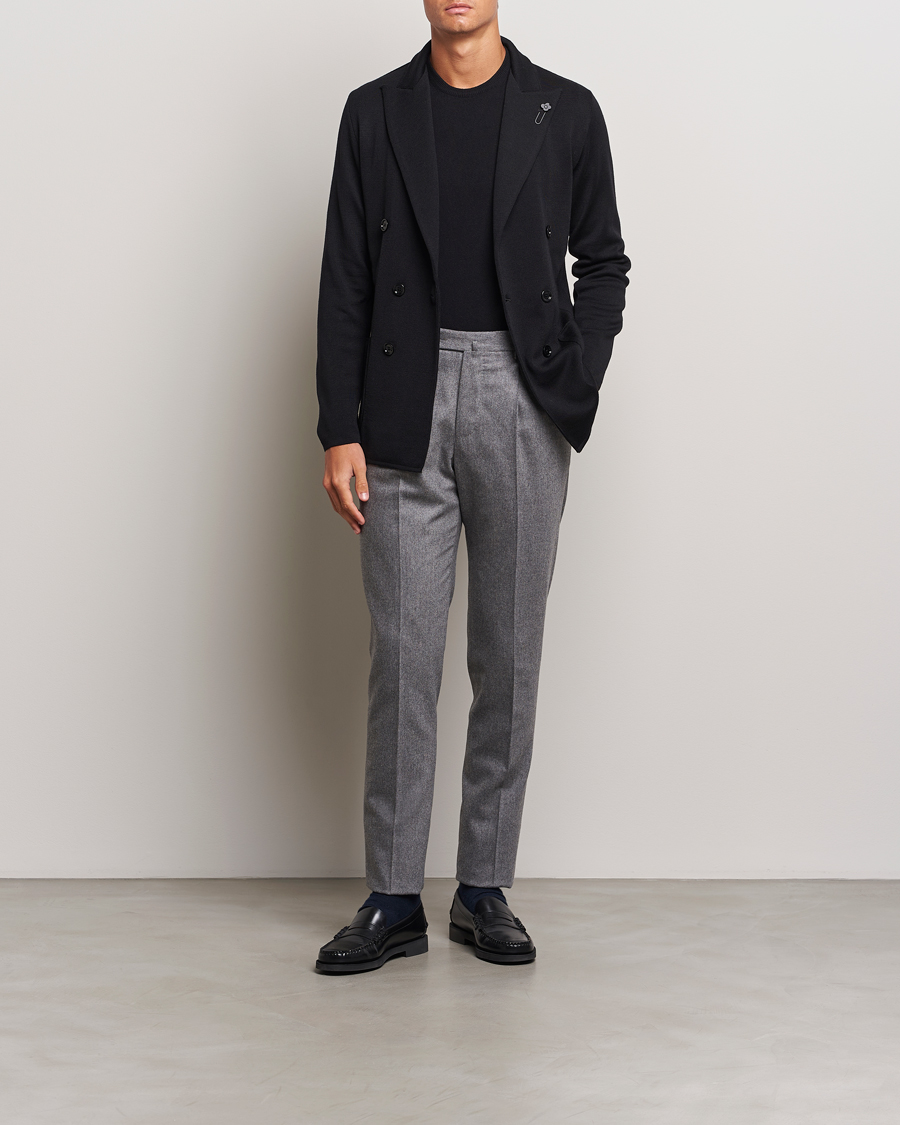 Heren | Blazers | Lardini | Knitted Double Breasted Wool Blazer Black