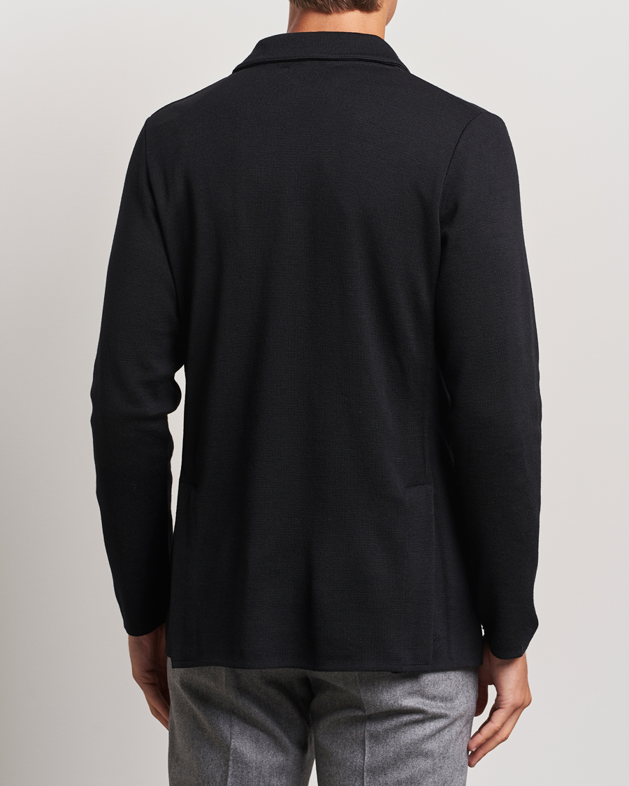 Heren | Blazers | Lardini | Knitted Double Breasted Wool Blazer Black