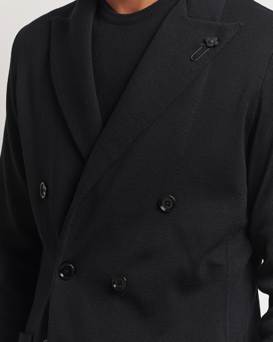Heren | Blazers | Lardini | Knitted Double Breasted Wool Blazer Black
