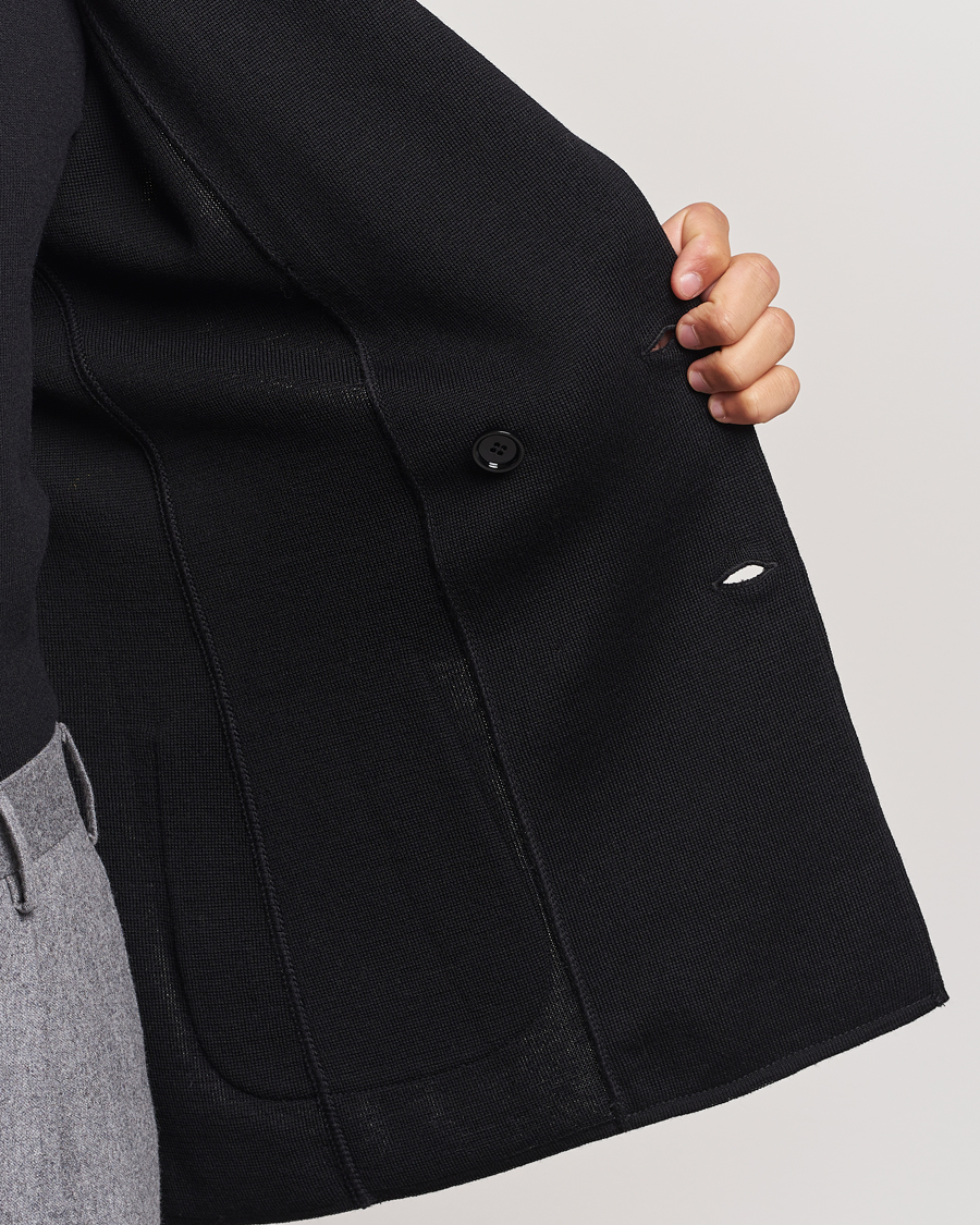 Heren | Blazers | Lardini | Knitted Double Breasted Wool Blazer Black