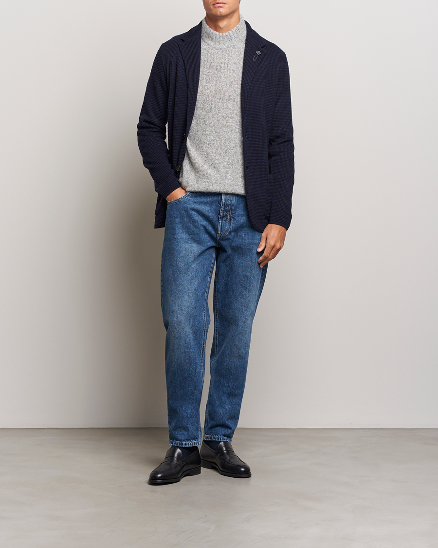 Heren | Blazers | Lardini | Knitted Structure Wool Blazer Navy