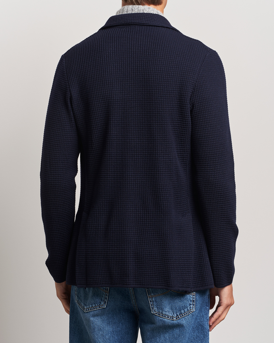 Heren | Blazers | Lardini | Knitted Structure Wool Blazer Navy