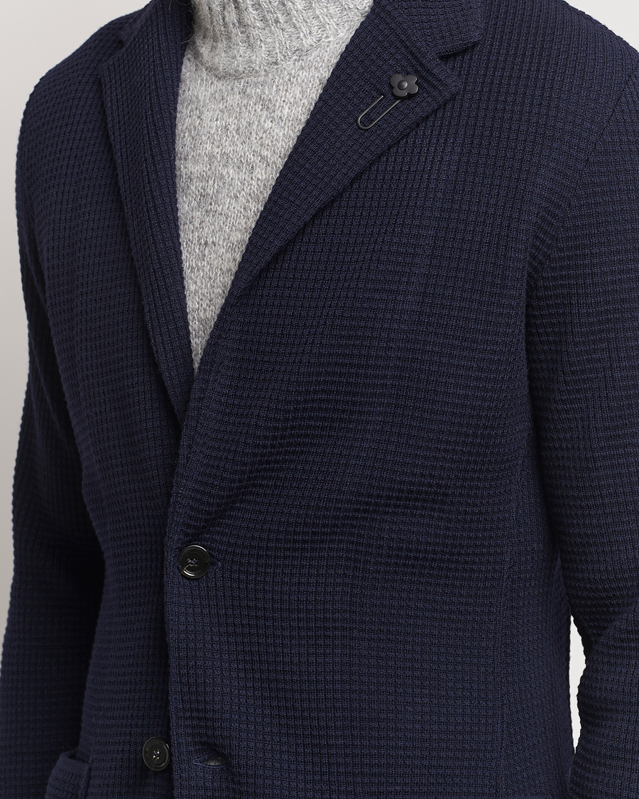 Heren | Blazers | Lardini | Knitted Structure Wool Blazer Navy