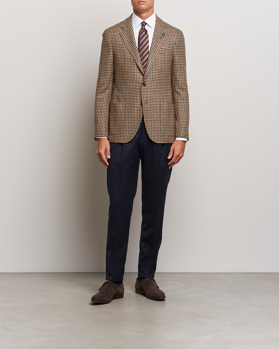 Heren | Blazers | Lardini | Checked Wool/Cashmere Blazer Beige/Brown
