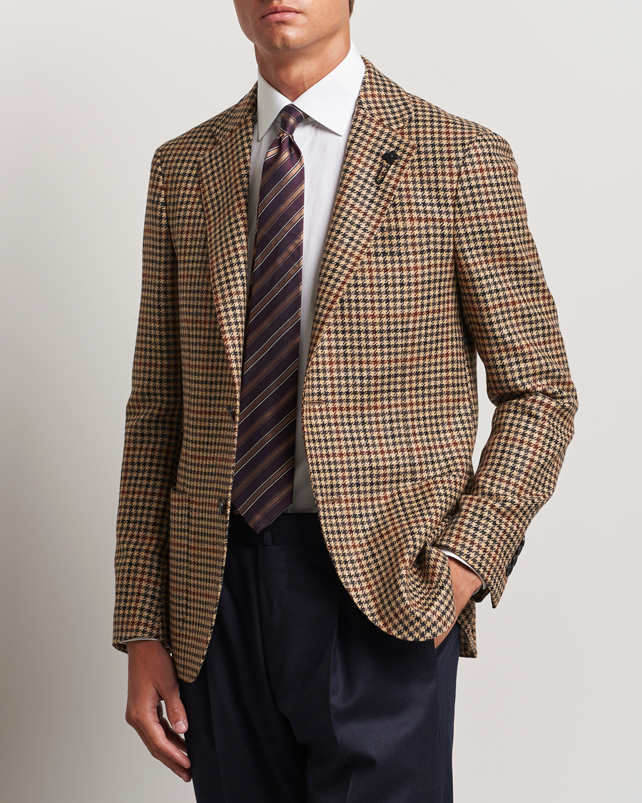 Heren | Blazers | Lardini | Checked Wool/Cashmere Blazer Beige/Brown