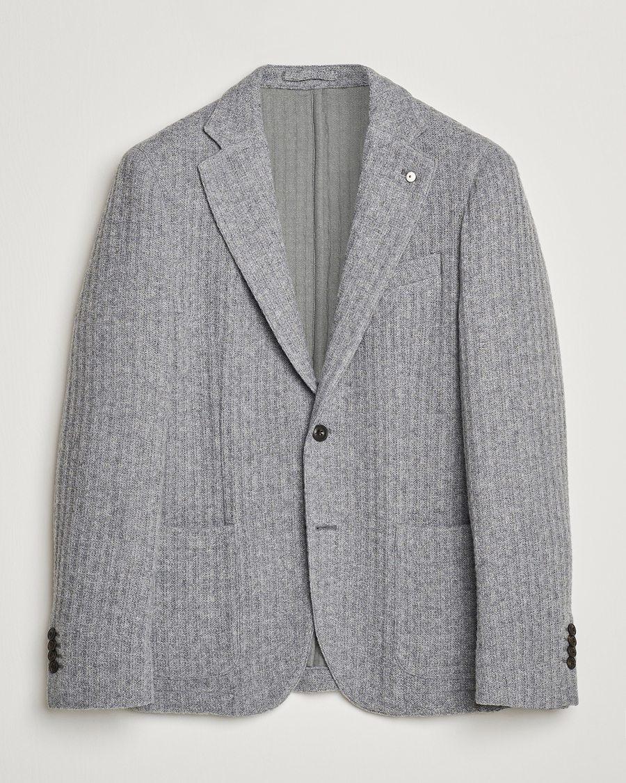 Heren | Blazers | L.B.M. 1911 | Knitted Punto Wool Structure Blazer Grey