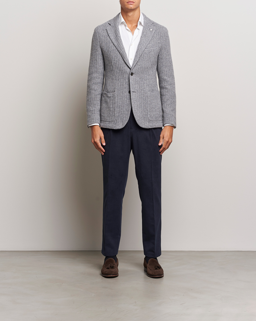 Heren | Blazers | L.B.M. 1911 | Knitted Punto Wool Structure Blazer Grey