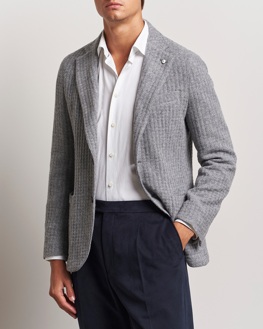 Heren | Blazers | L.B.M. 1911 | Knitted Punto Wool Structure Blazer Grey