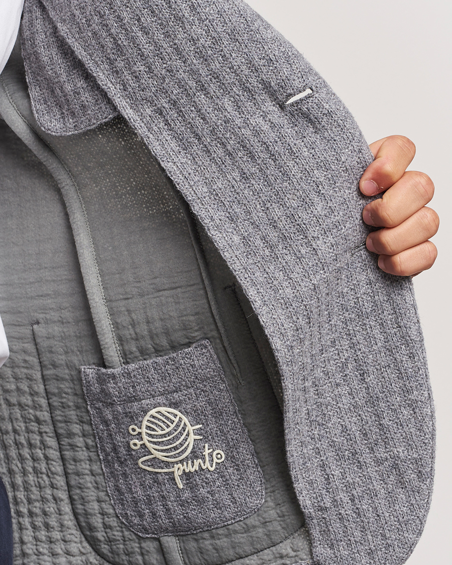 Heren | Blazers | L.B.M. 1911 | Knitted Punto Wool Structure Blazer Grey