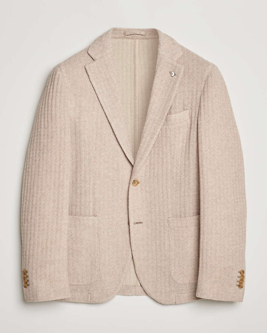Heren | Blazers | L.B.M. 1911 | Knitted Punto Wool Structure Blazer Camel