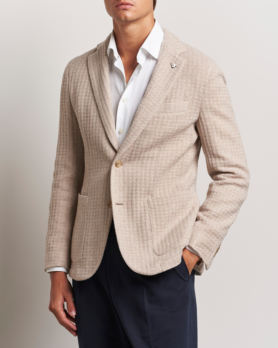 Heren | Blazers | L.B.M. 1911 | Knitted Punto Wool Structure Blazer Camel