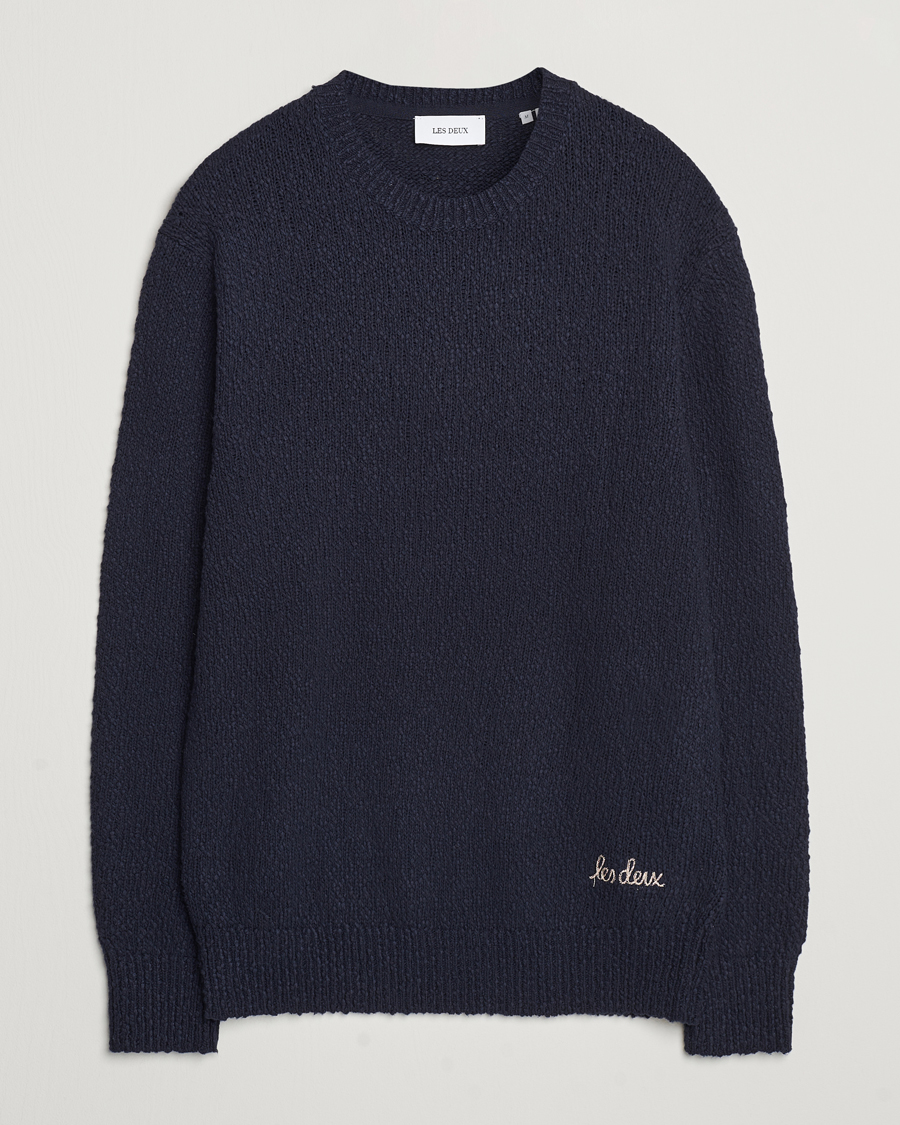 Heren | Truien | LES DEUX | Errol Cotton Roundneck Dark Navy