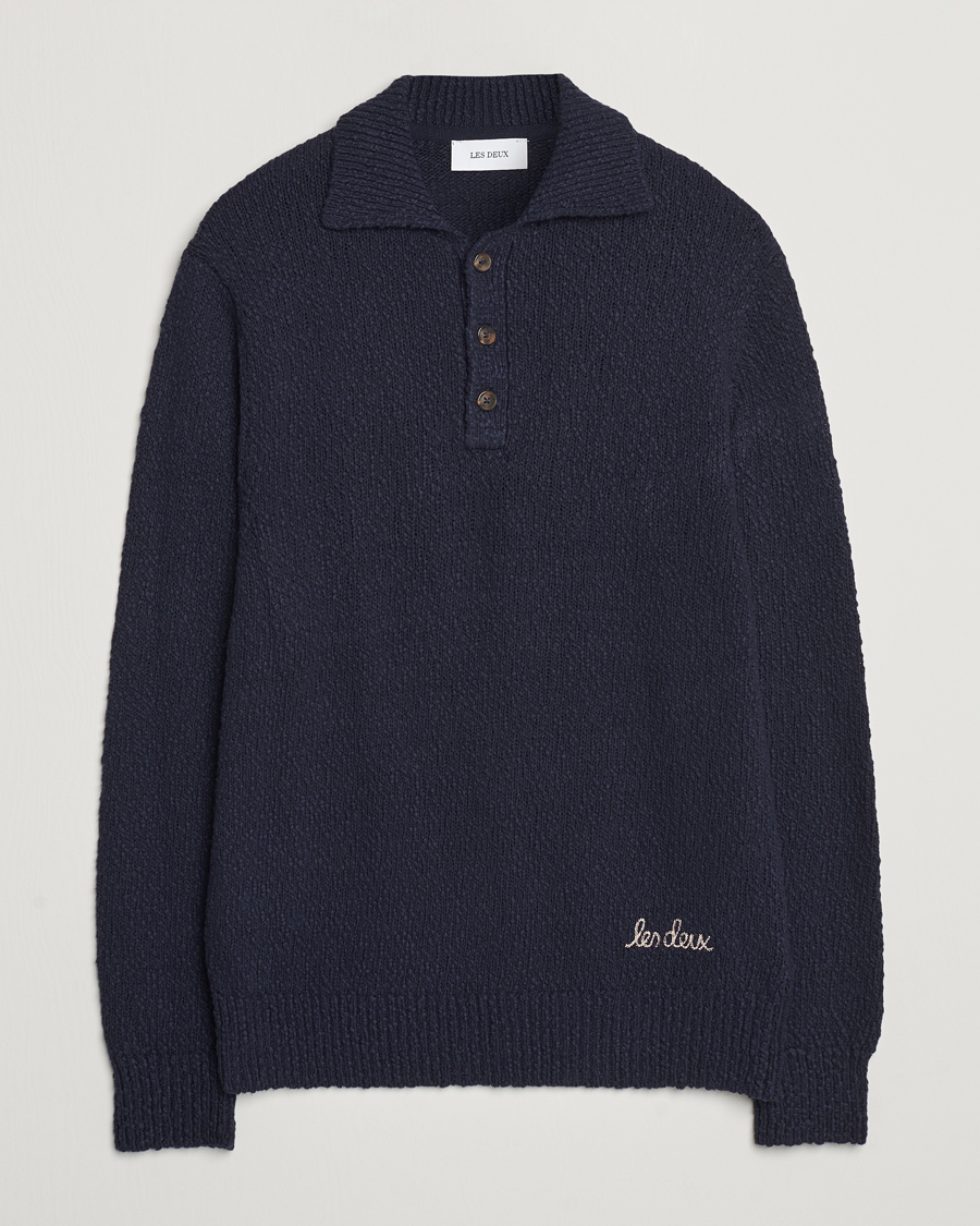 Heren | Truien | LES DEUX | Errol Cotton Rugby Knit Dark Navy