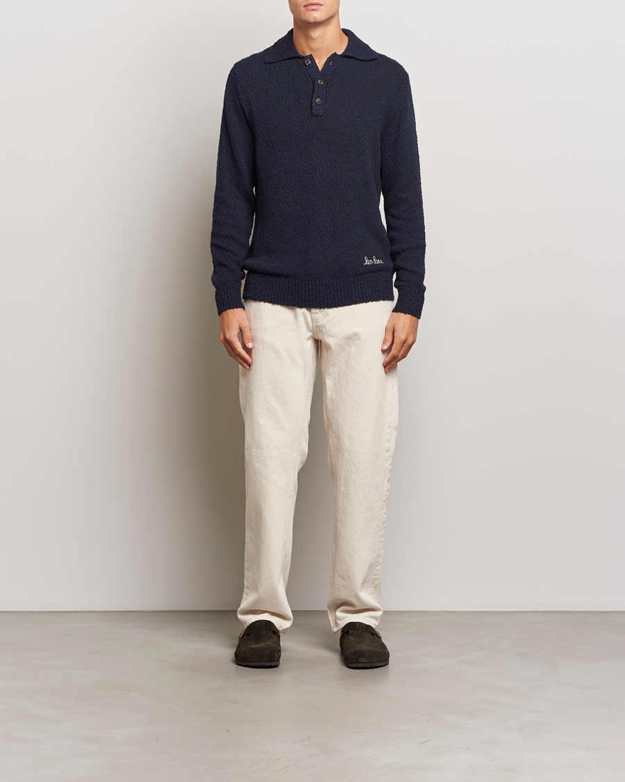 Heren | Truien | LES DEUX | Errol Cotton Rugby Knit Dark Navy