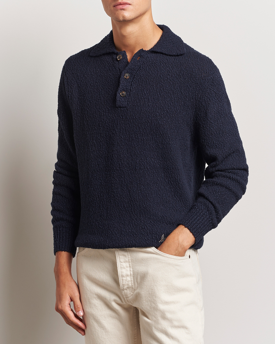 Heren | Truien | LES DEUX | Errol Cotton Rugby Knit Dark Navy