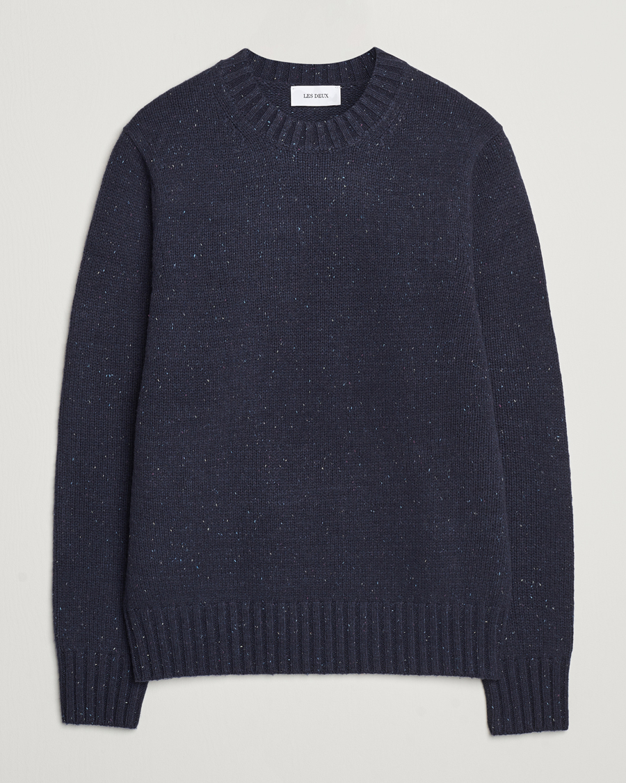 Heren | Truien | LES DEUX | Gary Fleck Wool Roundneck Dark Navy