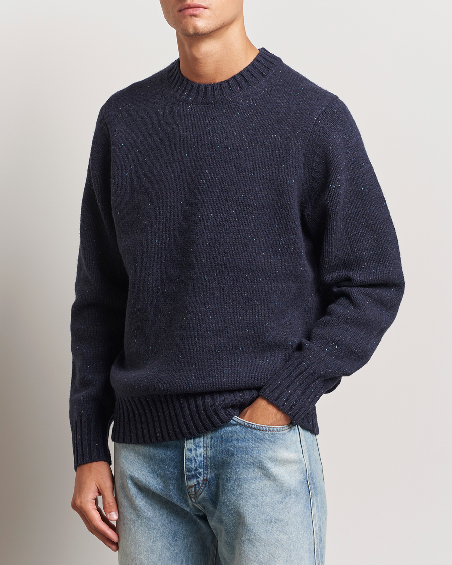 Heren | Truien | LES DEUX | Gary Fleck Wool Roundneck Dark Navy