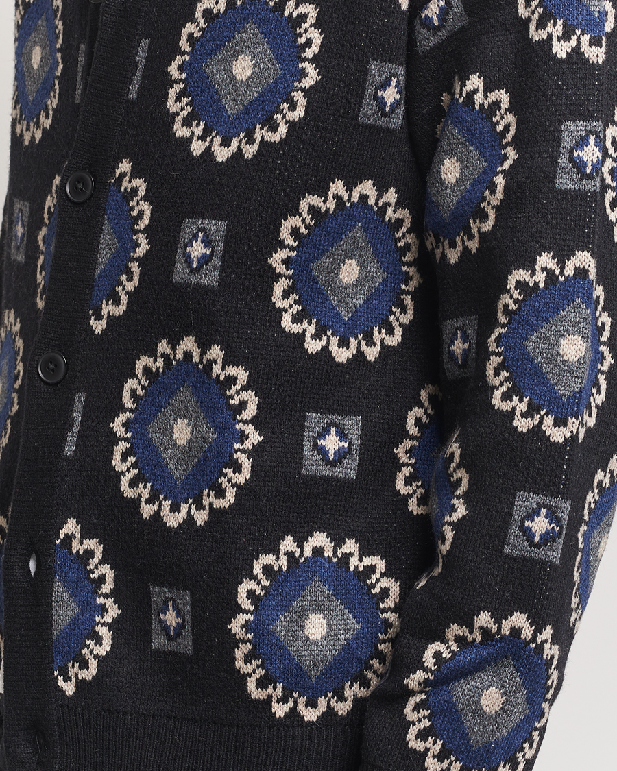 Heren | Truien | LES DEUX | Aro Paisley Cardigan Black/Blueprint