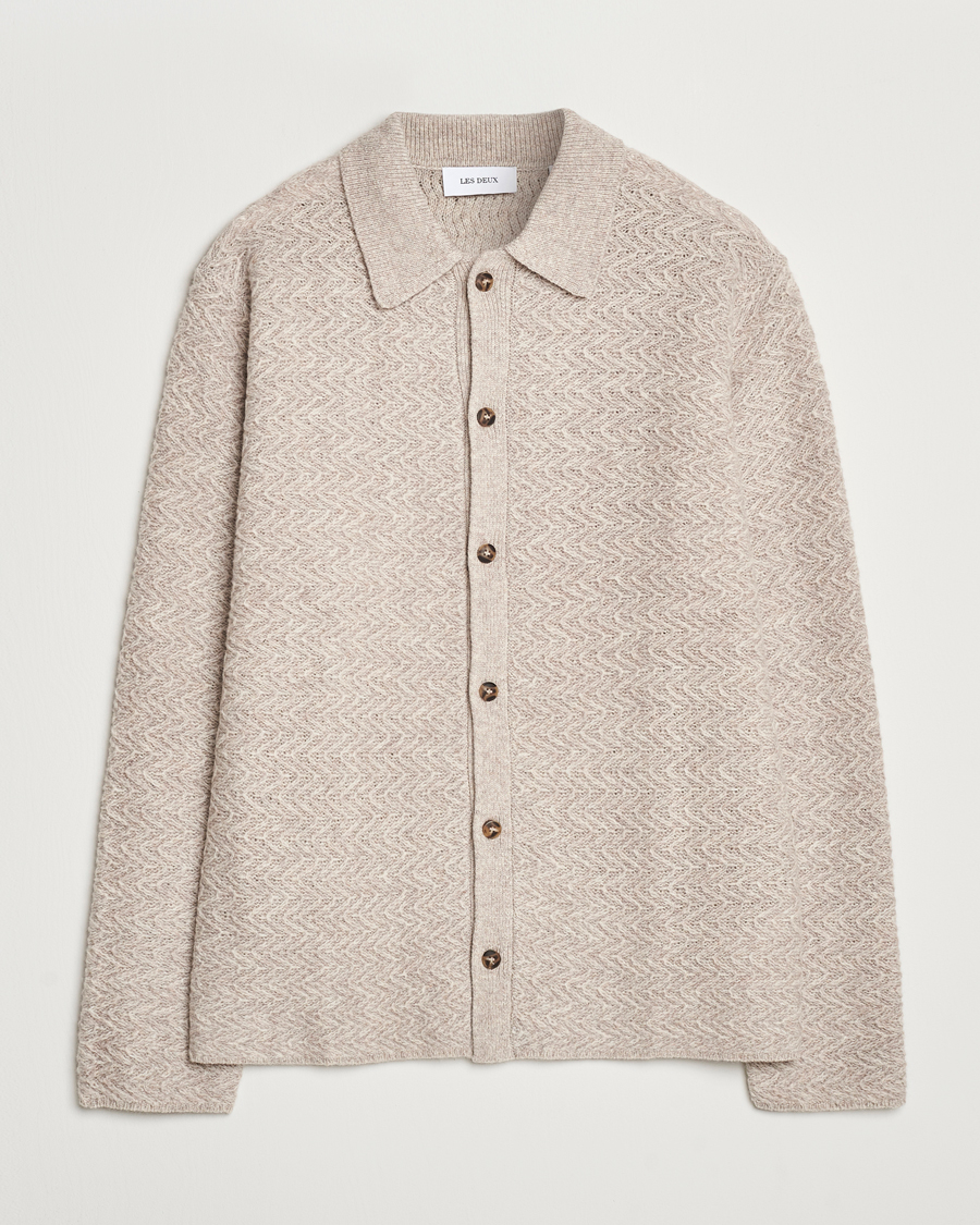 Heren | Truien | LES DEUX | Finnegan Knit Shirt Oatmeal Melange