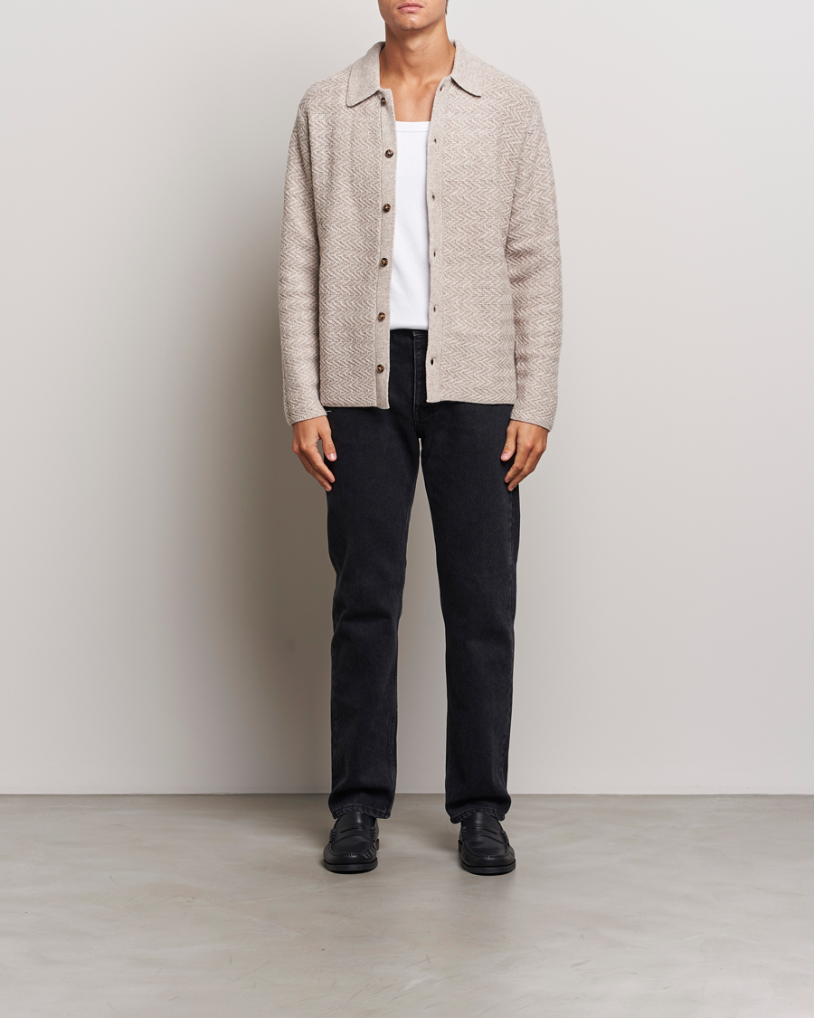 Heren | Truien | LES DEUX | Finnegan Knit Shirt Oatmeal Melange