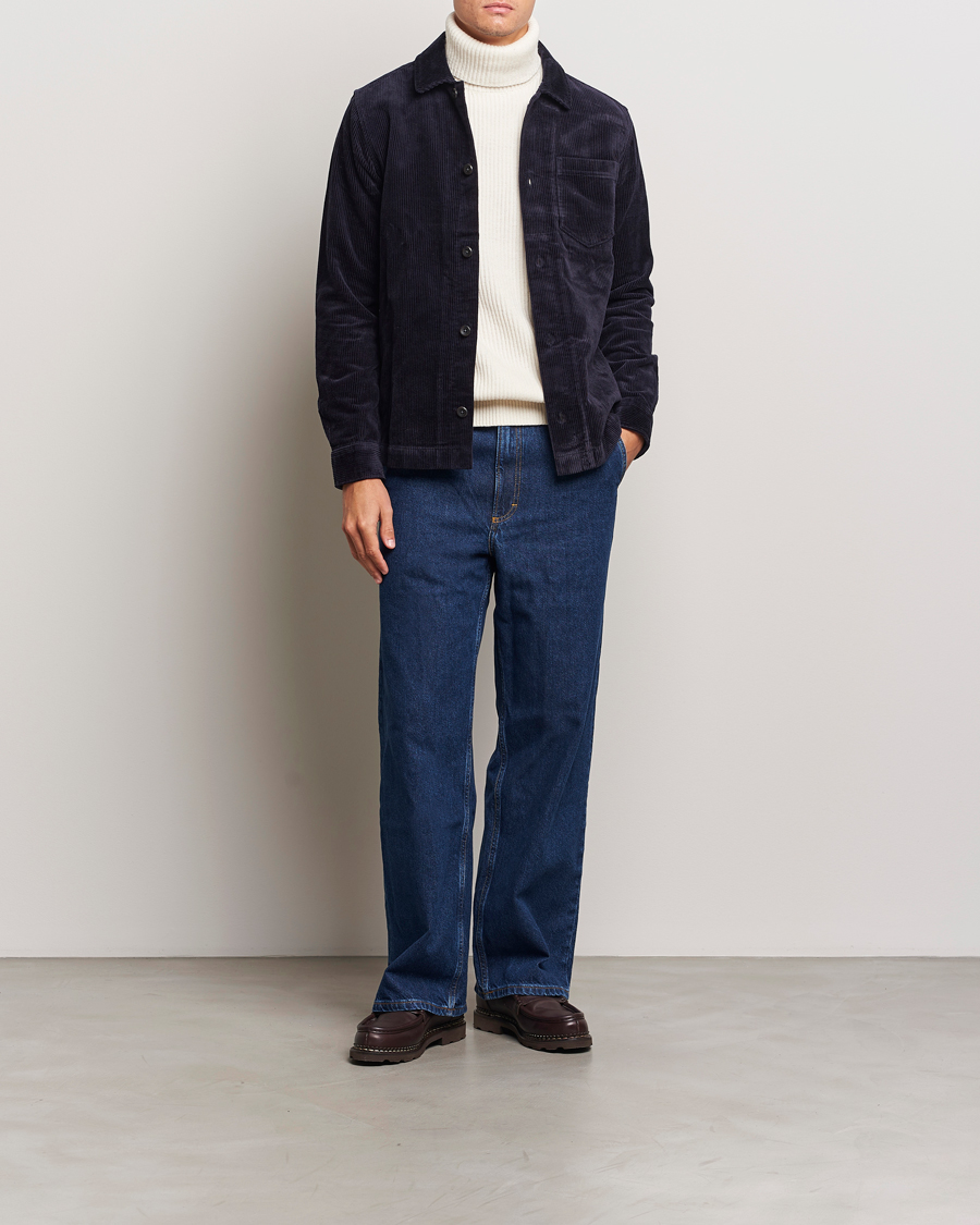 Heren | Overhemden | LES DEUX | Layton Corduroy Overshirt Dark Navy