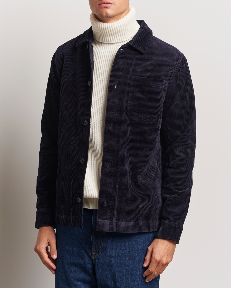 Heren | Overhemden | LES DEUX | Layton Corduroy Overshirt Dark Navy