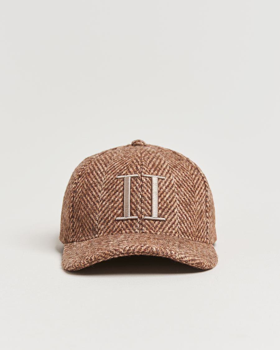 Heren | Les Deux Herringbone Baseball Cap Coffee Brown | LES DEUX | Herringbone Baseball Cap Coffee Brown