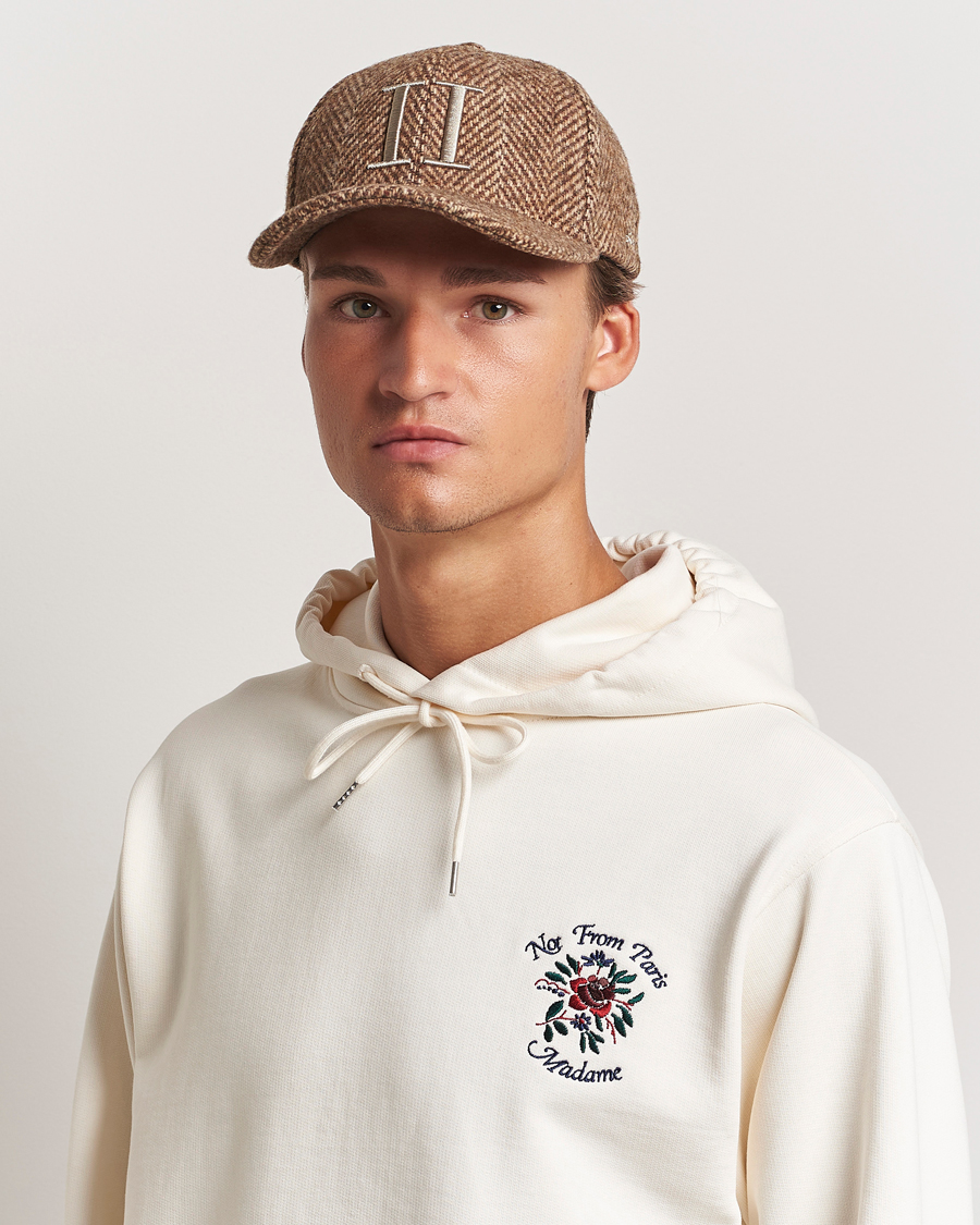Heren | Les Deux Herringbone Baseball Cap Coffee Brown | LES DEUX | Herringbone Baseball Cap Coffee Brown
