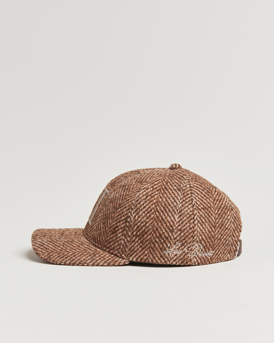 Heren | Les Deux Herringbone Baseball Cap Coffee Brown | LES DEUX | Herringbone Baseball Cap Coffee Brown