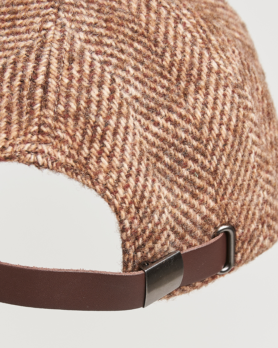 Heren | Les Deux Herringbone Baseball Cap Coffee Brown | LES DEUX | Herringbone Baseball Cap Coffee Brown