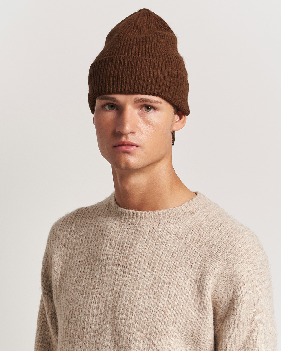 Heren | Mutsen | Le Bonnet | Lambswool/Caregora Beanie Walnut