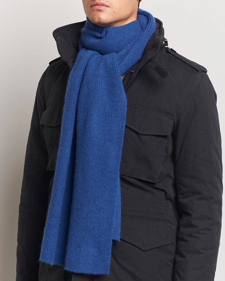Heren | Sjaals | Le Bonnet | Lambswool/Caregora Scarf Marin
