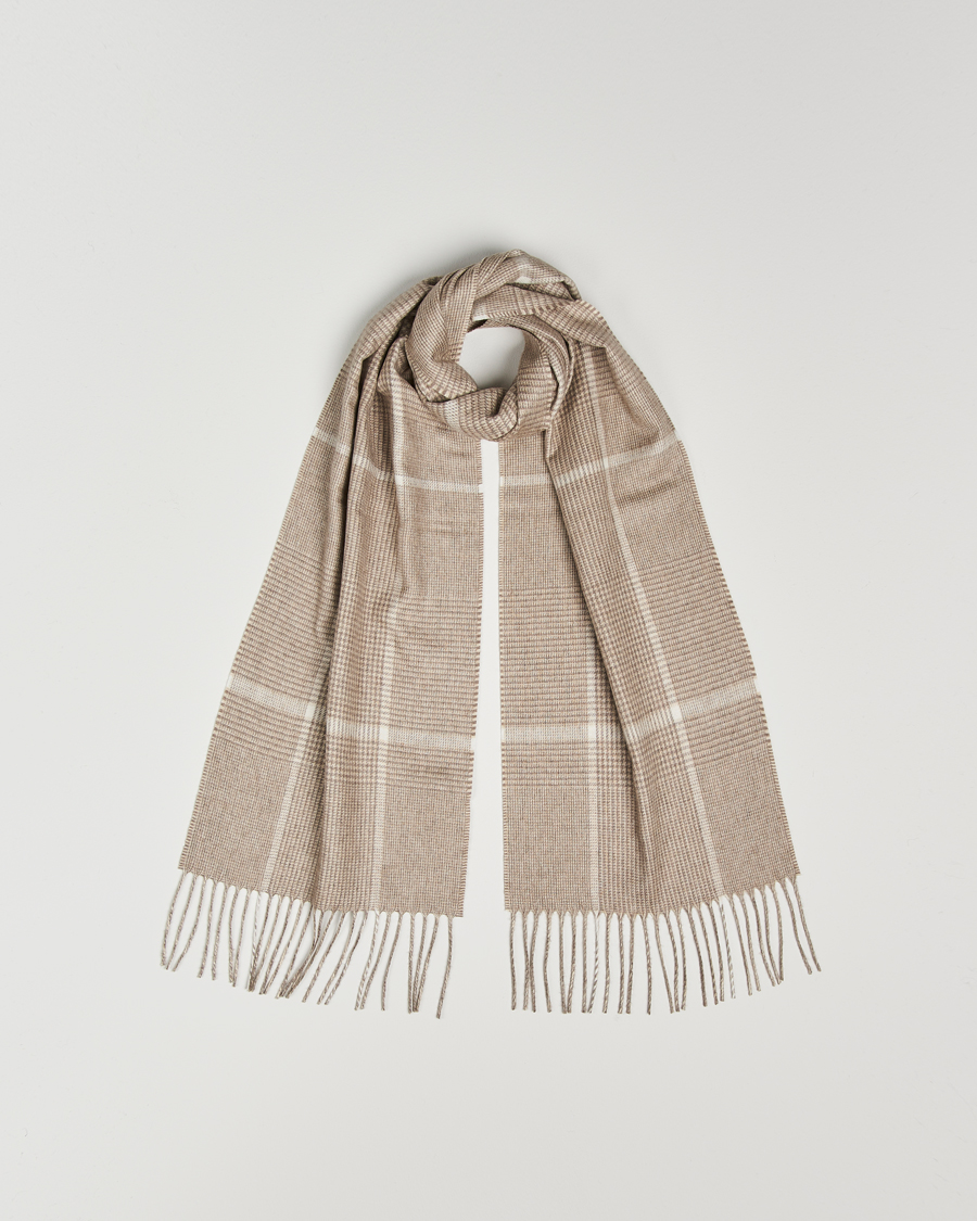 Heren | Piacenza Cashmere Cashmere/Silk Overcheck Scarf Beige | Piacenza Cashmere | Cashmere/Silk Overcheck Scarf Beige