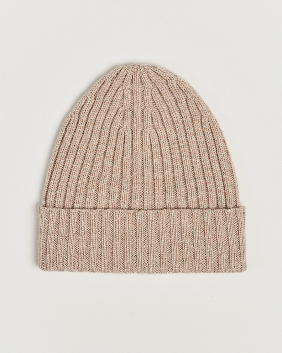 Heren | Piacenza Cashmere Ribbed Cashmere Beanie Light Beige | Piacenza Cashmere | Ribbed Cashmere Beanie Light Beige