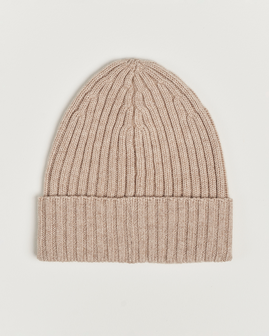 Heren | Piacenza Cashmere Ribbed Cashmere Beanie Light Beige | Piacenza Cashmere | Ribbed Cashmere Beanie Light Beige