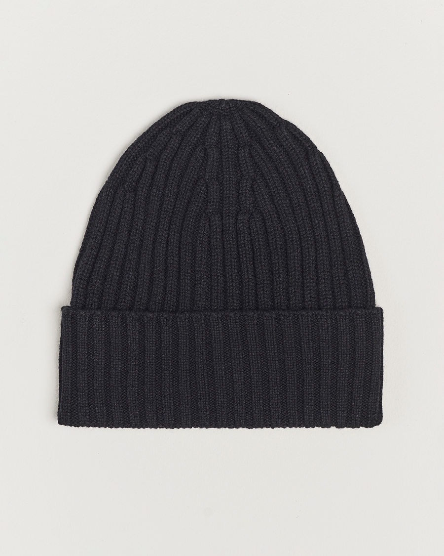 Heren | Piacenza Cashmere Ribbed Cashmere Beanie Black | Piacenza Cashmere | Ribbed Cashmere Beanie Black