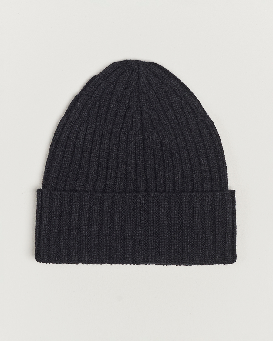 Heren | Piacenza Cashmere Ribbed Cashmere Beanie Black | Piacenza Cashmere | Ribbed Cashmere Beanie Black