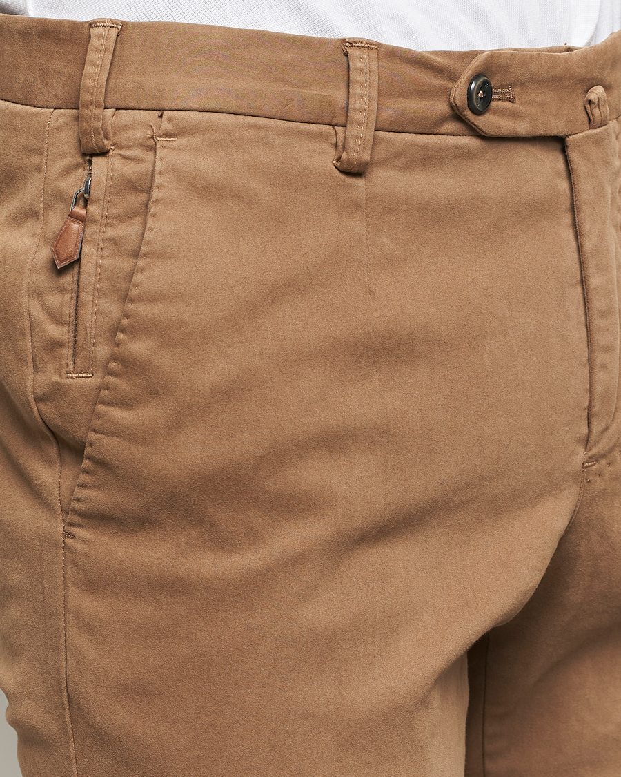 Heren | Broeken | PT01 | Slim Fit Pleated Cotton Trousers Brown