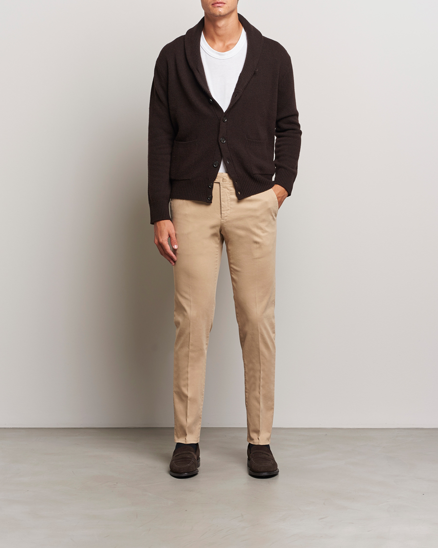 Heren | Broeken | PT01 | Slim Fit Pleated Cotton Trousers Beige