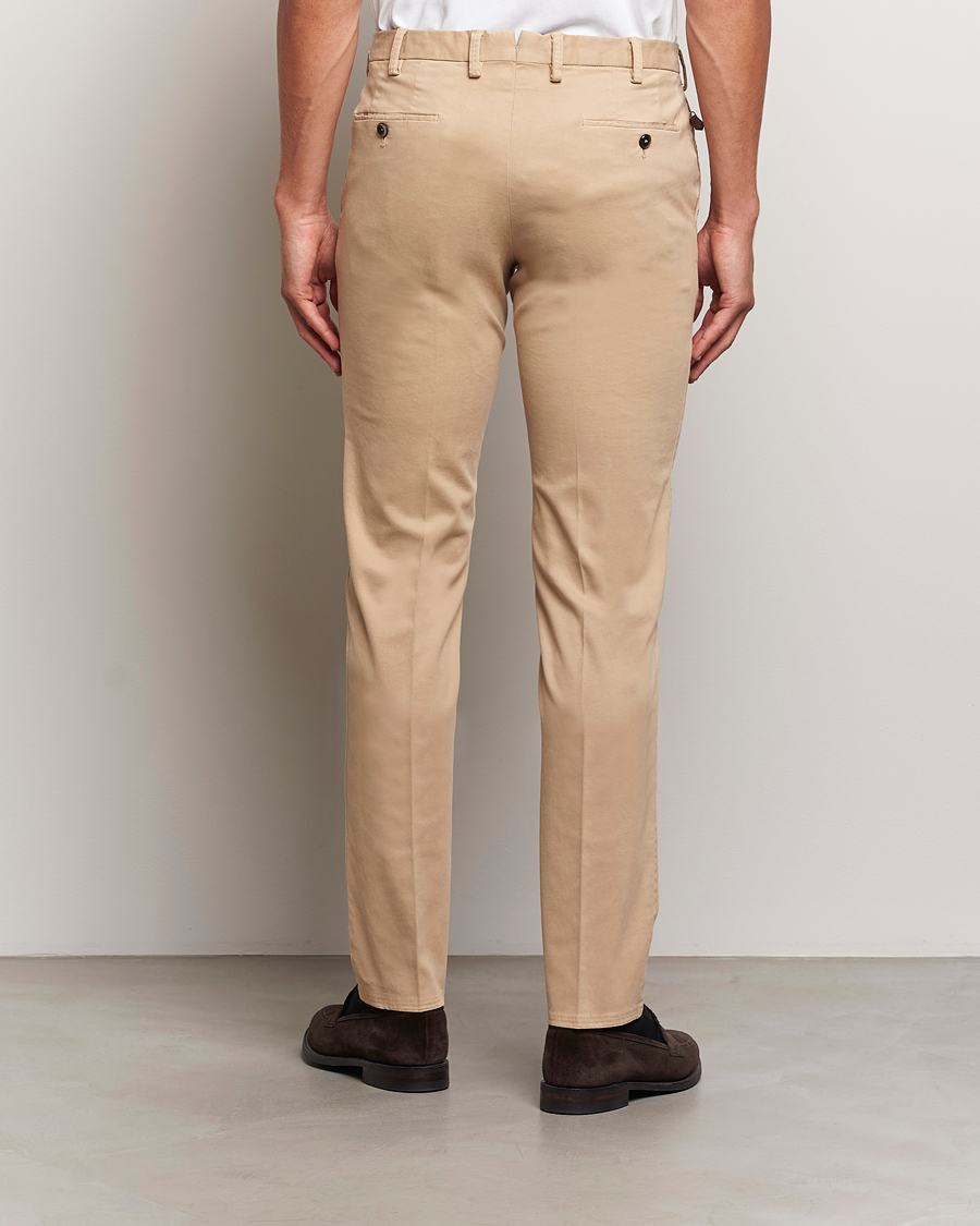 Heren | Broeken | PT01 | Slim Fit Pleated Cotton Trousers Beige