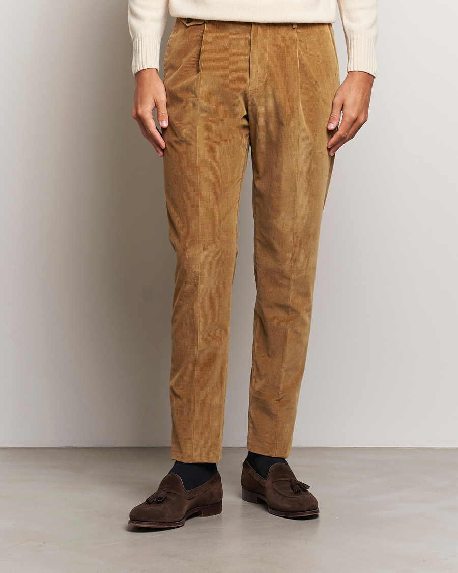 Heren | Broeken | PT01 | Slim Fit Corduroy Trousers Brown