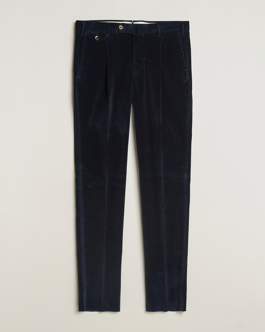 Heren | Broeken | PT01 | Slim Fit Corduroy Trousers Navy