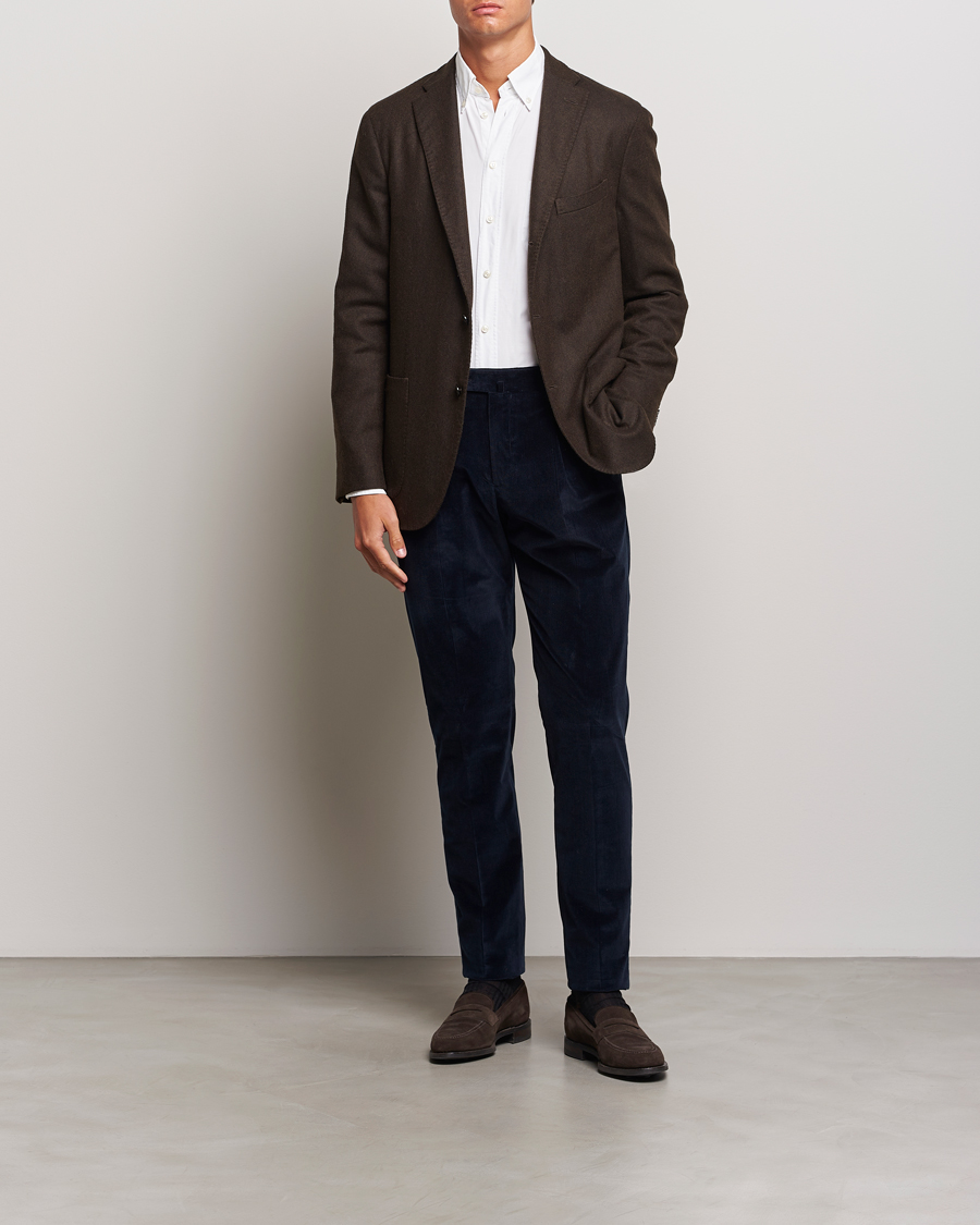 Heren | Broeken | PT01 | Slim Fit Corduroy Trousers Navy