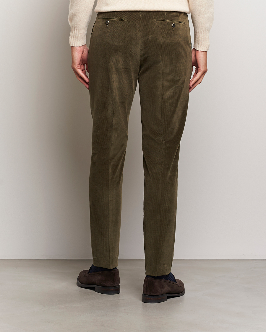 Heren | Broeken | PT01 | Slim Fit Corduroy Trousers Dark Green