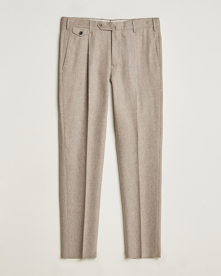 Heren | Broeken | PT01 | Slim Fit Pleated Wool/Cashmere Trousers Beige