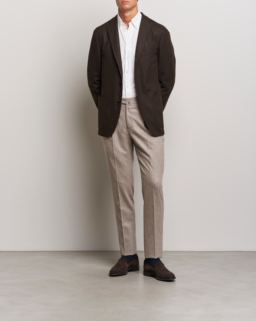 Heren | Broeken | PT01 | Slim Fit Pleated Wool/Cashmere Trousers Beige