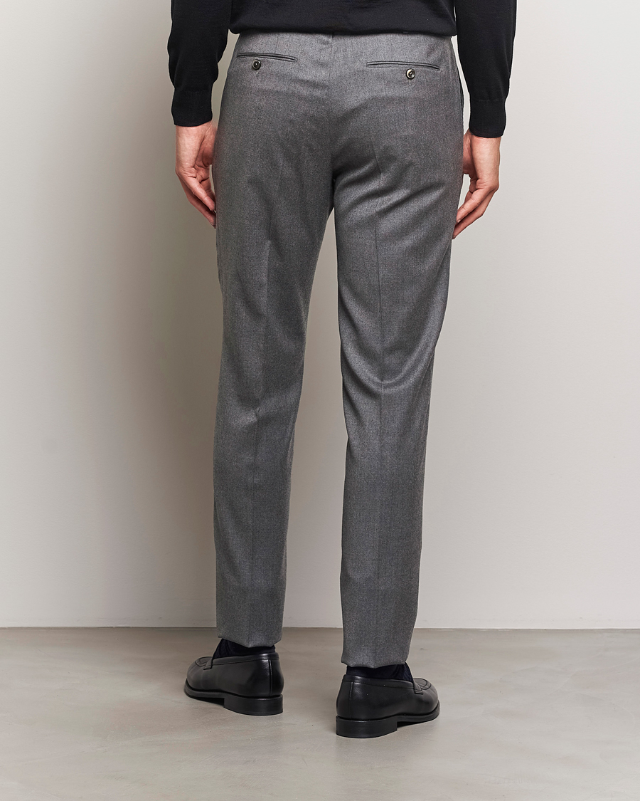 Heren | Broeken | PT01 | Slim Fit Pleated Flannel Trousers Grey Melange
