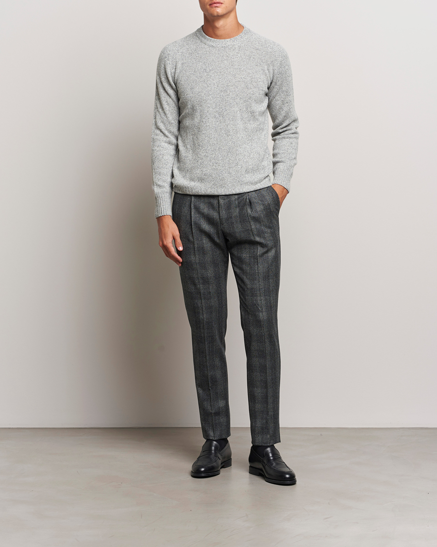 Heren | Broeken | PT01 | Slim Fit Pleated Checked Flannel Trousers Grey