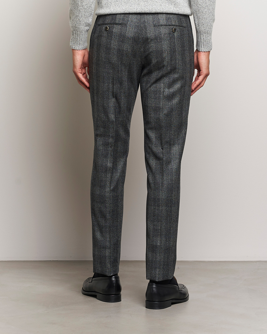 Heren | Broeken | PT01 | Slim Fit Pleated Checked Flannel Trousers Grey
