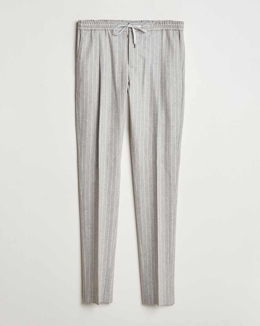 Heren | Broeken | PT01 | Slim Fit Wool/Cashmere Drawstring Trousers Light Grey